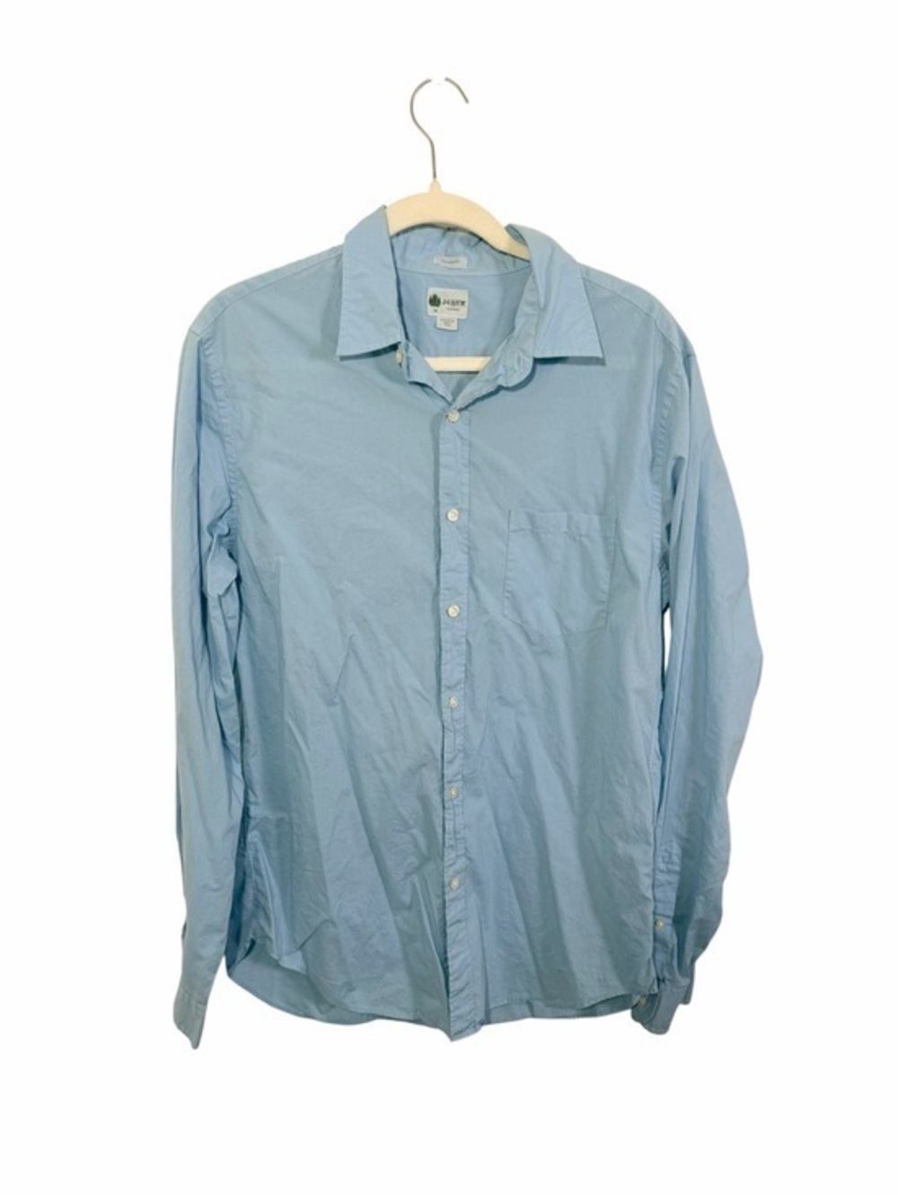 J. Crew Light Blue Men's Cotton Button-Down Shirt Long Sleeve Tailored Fit